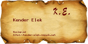 Kender Elek névjegykártya